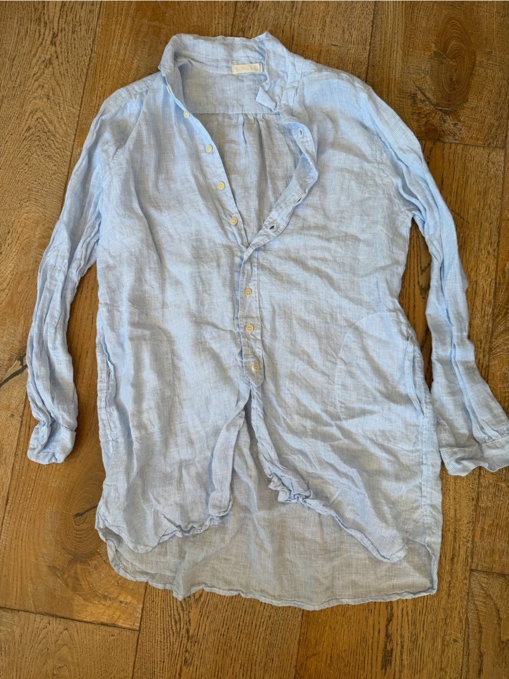 CP shades jasmine Light Blue Linen Button-Up